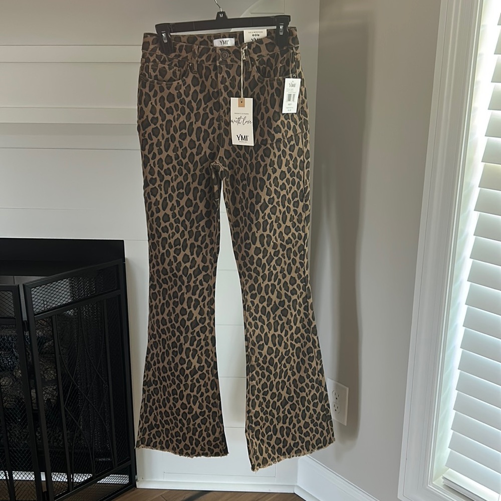 NWT YMI Leopard Flare Jeans, size 7/28.